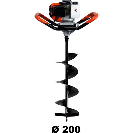 Taladro de tierra ahoyador de gasolina 52 cm3, 3 CV con broca 200 mm