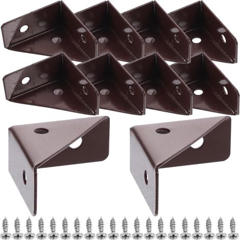 Supports et Équerres D'étagère Triangulaires Marron 10 Pièces Équerre Fixationc Triangulaire, Renfort de Coin Sécurisé, pour Étagère, Poutre en Bois, Chevet et Pied de Lit (1/5)