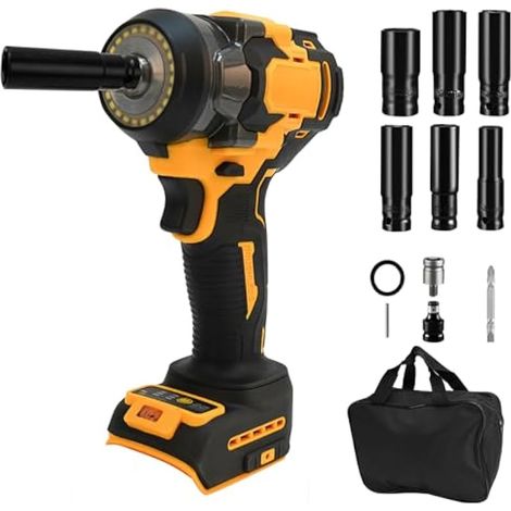 Clé à percussion sans fil pour batterie Dewalt 18 V 20 V Max, pistolet à percussion sans balais 700 Nm, tournevis à percussion électrique à 3 vitesses de réglage avec 6 douilles pour changement de (1/5)