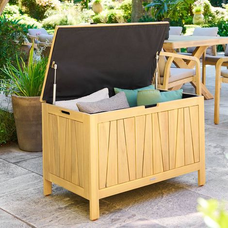 Coffre de rangement 165L Lodgia beige acacia - Hespéride