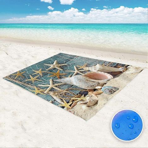 Couverture de plage pratique, légère, imperméable, à séchage rapide, motif requin, portable, pour l'extérieur. (1/5)