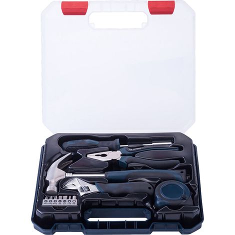 Kit outils ménagers multifonction 12 pièces avec boîte de rangement, pour garage et usage domestique. (1/5)
