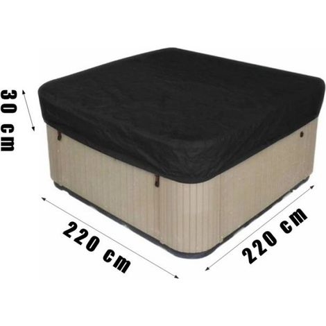 Couverture carrée imperméable pour spa/baignoire à bulles - noire 220×220×30cm (1/5)
