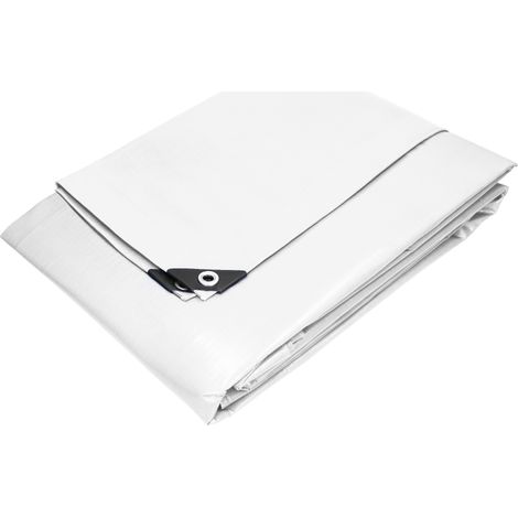 ECD Germany Telone Tessuto Polietilene con Occhielli 8x10m 80m² 260g/m² Bianco Resistente alla Muffa Impermeabile Antistrappo Rinforzato Protettivo Copertura per Mobili da Giardino Piscina Autoveicoli