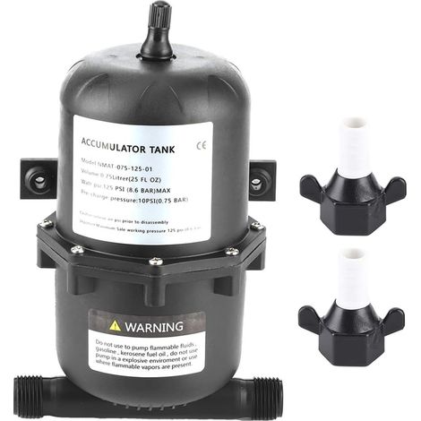 Contrôle de débit de pompe à eau de réservoir de pression d'accumulateur 0.75 L 125PSI 1 / 2in fileté MNPT, pour bateau de camping-car marin, humidificateur, purification de l'eau (1/5)