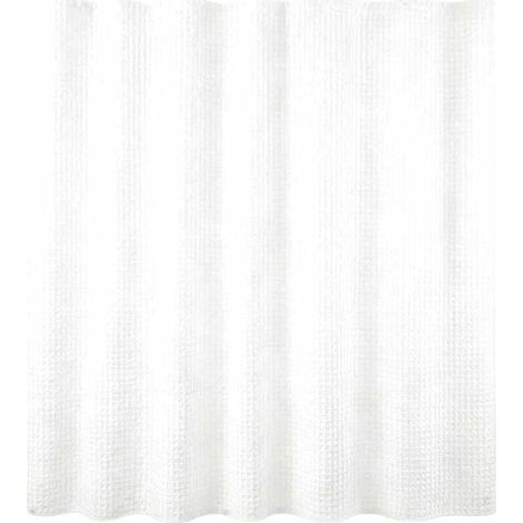 Rideau de -DOUche blanc, imperméable, en tissu antibactérien, lavable en machine, avec plusieurs crochets, décoration de salle de bain, 180 x 200 cm-DOU