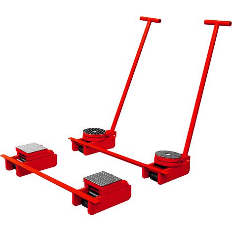 Set de rouleaux de transport 30 tonnes - 4 plateaux avec 2 barres de direction MW Tools TRSA30 (1/3)
