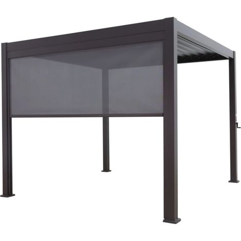 tenda antivento scorrevole per pergola bioclimatica eurogarden "atena" in textilene grigio lato 3 mt