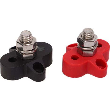 Bornier à borne unique en acier inoxydable rouge et noir pour batterie 48 V, pour camping-car, camion ou bateau, 3/8 po (M10) (1/5)