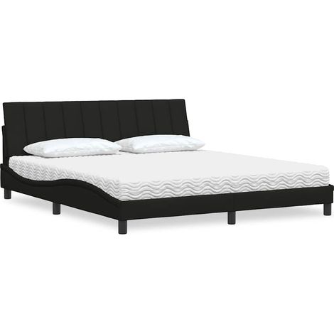 Cama con colchón Hanko de tela negro 180x200 cm (1/5)