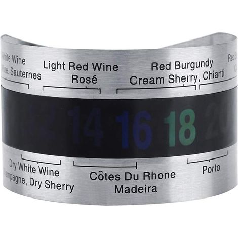 Weintemperatur, Edelstahl-Weinthermometer mit LCD-Anzeige für Flaschen, Bier und Rotweine, Armband-Temperatursensor.