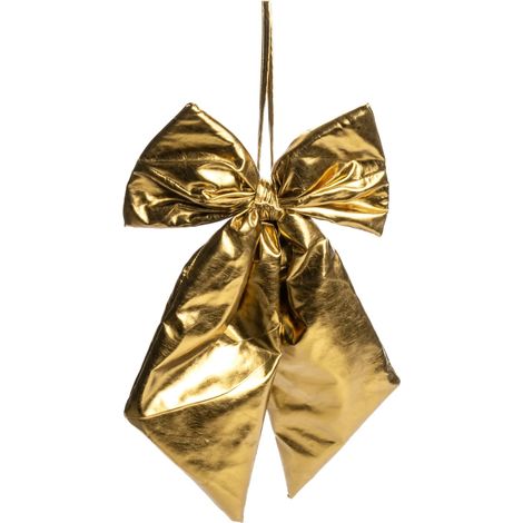 Fiocco in tessuto color Oro antico metallico decorazione natalizia da appendere -34 cm