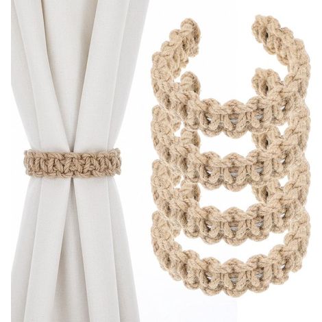 Dailygoods,TIESOME Juego de 4 sujetadores de cortina trenzados,alzapaños de cortina estilo boho,sujetadores de cortina trenzados (1/5)
