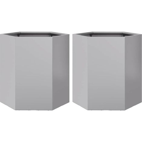 Maison Exclusive - Fioriere da Giardino 2 pz Esagono 46x40x45cm Acciaio Zincato