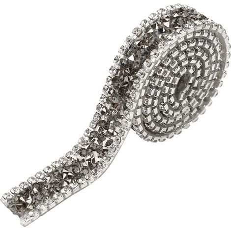 15 mm breites Diamantnetzband, 1 m Rolle, funkelnde Strasssteinverzierung, grau (1/5)