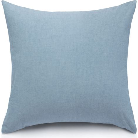 Taie Oreiller 80x80 Cm,Taie d'oreiller Lot De 2, 100% Coton Lavé, Housse Coussin avec Fermeture Eclair, Doux Resistant Et Confortable, Bleu Clair Taie (1/5)