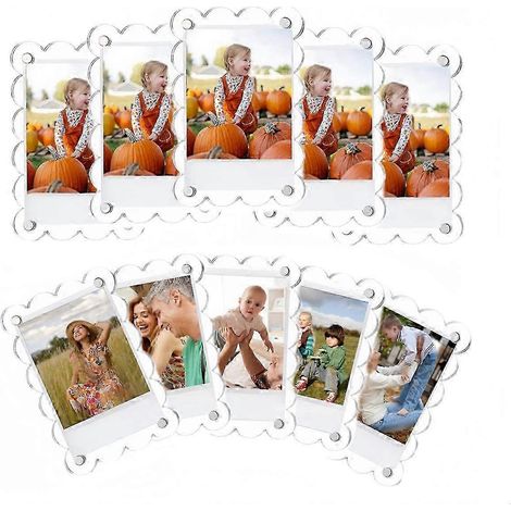 Lot de 10 cadres magnétiques en acrylique pour réfrigérateur - Porte-photos festonnés double face pour présenter photos et œuvres d'art (1/5)