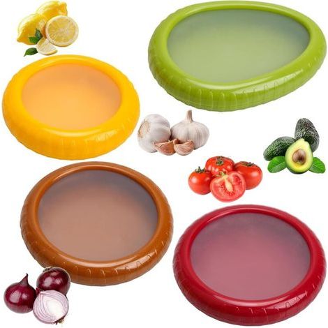 Set mit 4 Obst- und Gemüseaufbewahrungsboxen, wiederverwendbare, luftdichte Boxen zur langfristigen Konservierung von Gemüse/Zitronen/Tomaten/Avocados (1/4)
