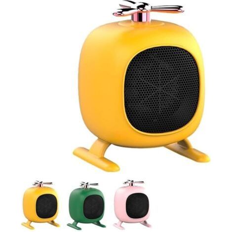 Mini Portable Bladeless Heater Indoor, Quiet, Overheat Protection, Desktop Heating Fan Suitable for Living Room, Bedroom and Office-Yellow (1/5)