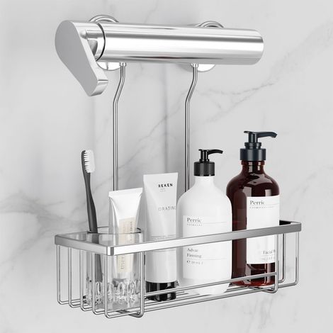 Étagère douche sans perçage 28 x 10,5 x 7,5 cm - Étagère à suspendre - Support douche (1/5)