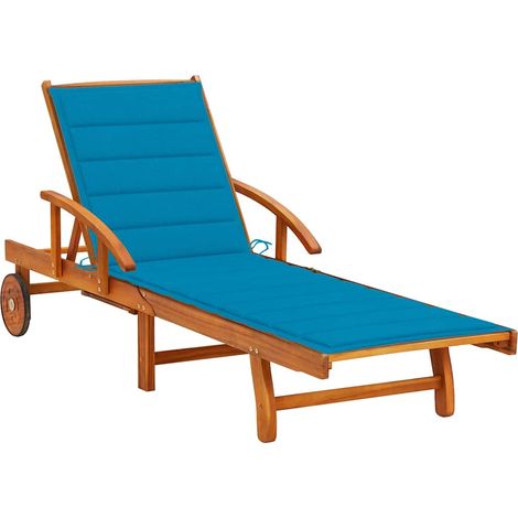 Bain de soleil avec coussin Chaise de jardin - Transat de jardin Bois d'acacia solide BV541180 - BonneVie (1/5)
