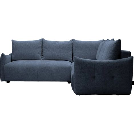 CELINE - Canapé panoramique convertible tissu chenille 5 places Bleu (1/5)