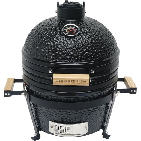 Barbecue Japonais Kamado 40,6 cm Céramique & Stand en Acier Forme Œuf Charbon de Bois BBQ Portable Extérieur Jardin Fumage Grillage Plage de Température 0 à 400°C [Ustensiles & Housse de Pluie INCLUS]