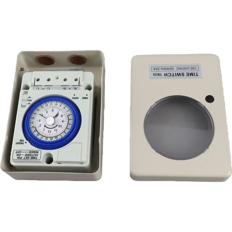 Minuterie mécanique TB35N SPST 24 heures, intervalle de 15 minutes, boîtier en fer pour extérieur 100‑240 V (1/5)