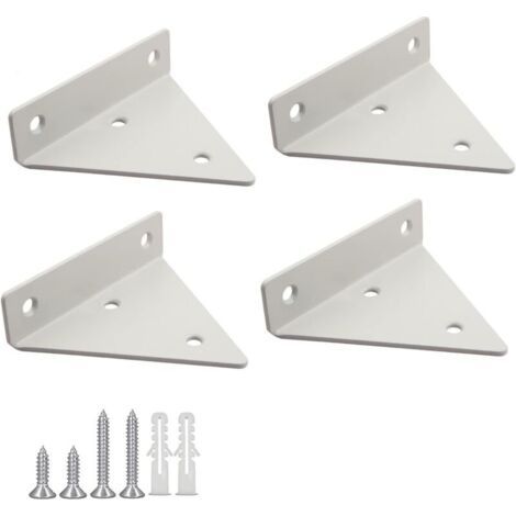 4 Pices Supports Tablettes Flottantes Support D'tagre en Triangle en Mtal Flottant Equerre Etagere Mural Dissimuls Avec vis pour Dco Salon, Chambre, Salle de Bain - Blanc