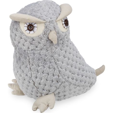 Relaxdays owl door stop, decorative door wedge, doorstopper for the floor, sand filling, flexible stopper, grey