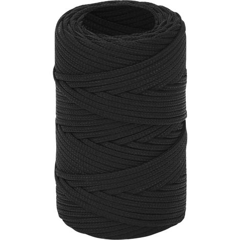Corde de bateau, Corde de Chanvre, pour la Décoration, le Bricolage, le Jardinage Noir complet 2 mm 250 m Polypropylène OIB5976E (1/5)