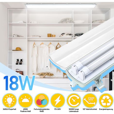 Randaco 4 tiras de luces LED impermeables para tubo LED T8, IP65, 120 cm, 2 x 18 W, blanco frío