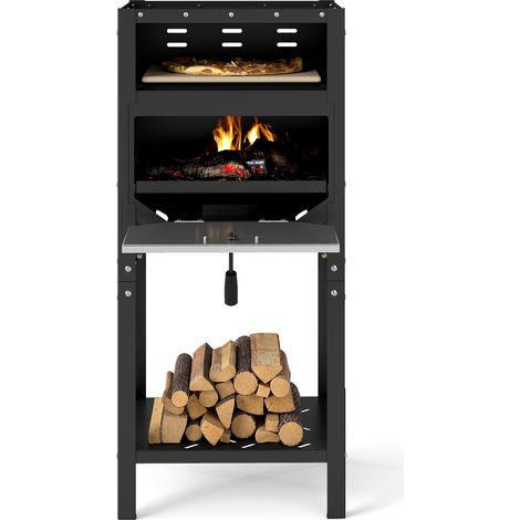 COSTWAY 30 cm Outdoor Pizza Oven Freestanding Wood-Fired Pizza Stove-Black (1/5)