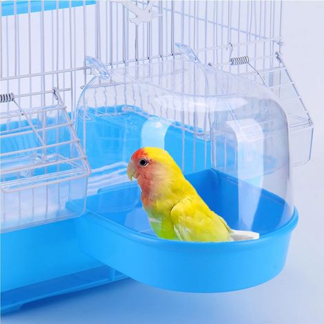 Baignoire pour Perroquet, Baignoire d'eau pour Oiseaux, Cages à Oiseaux, Suspendue Bain d'oiseaux, Perroquet Transparente à Suspendre pour Petits (Bleu)