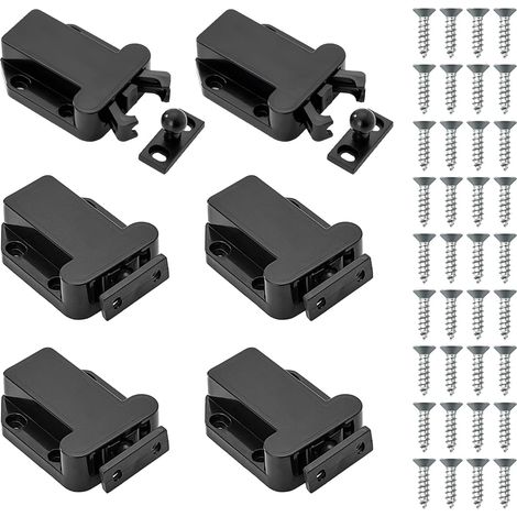 6 Pièces Loquets à Libération Tactile, Loquet à Dégagement Tactile Loqueteau Pousse Lache Loquets à Poussoir Avec Poussoir Porte Placard Rouleau Loquetaux Push to Open Pour Armoires Portes Tiroirs (1/5)