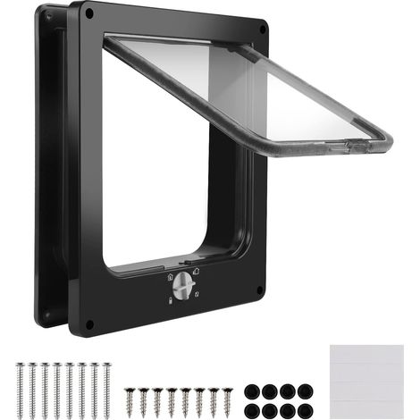 Chatière pour Chat Intérieur Noir Magnétique, Porte Chat 22195,5cm, Trappe Chat 4 Voies d'Accès