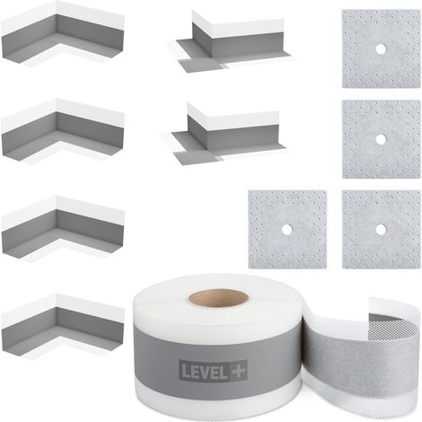 LEVEL+ Bandset Dusche Balkon Dichtband Dichtbahn Duschelement Ecken Profi SET G6 (1/5)