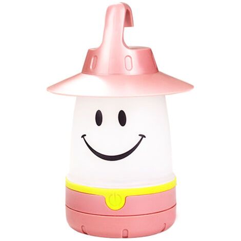 Lampe visage souriant, accessoire créatif pour tente d'enfant, lampe de camping, rose, piles non incluses (1/5)