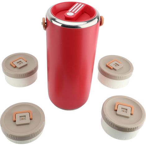 Thermos isolato da 3,4 litri, portapranzo in acciaio inox per professionisti, con scomparti, portatile, capacità extra large, a prova di perdite, rosso