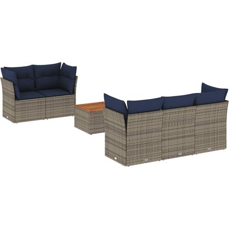 vidaXL Set Divani da Giardino 6 pz con Cuscini Grigio in (1/5)