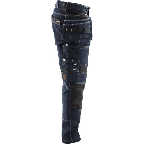 Blaklader – Pantalon artisan stretch denim Cordura X1900 – Jambes coniques – Poches genouillères CORDURA® – Taille 38 – Bleu foncé / Noir