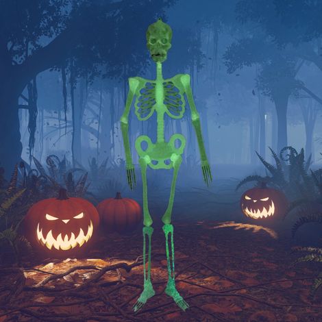 1 décoration d'Halloween, accessoire de décor de bar/KTV pour festival fantôme, squelette effrayant phosphorescent, 30 cm de haut. (1/5)