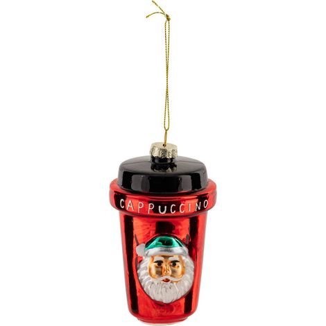 Cappuccino babbo natale in vetro h.11cm rosso - Feeric lights & christmas
