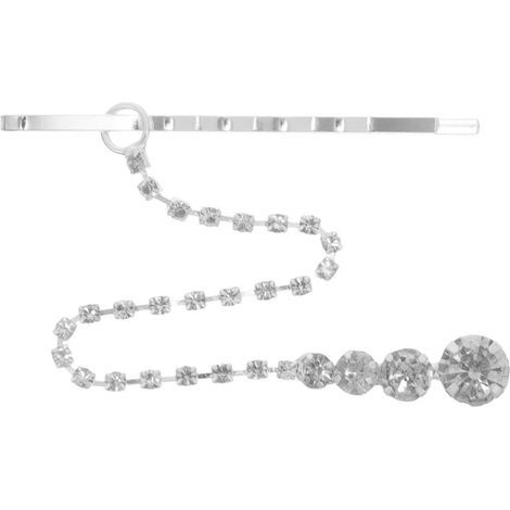 Stirnkette für Damen, Anhänger mit Kristall und Strasssteinen, Stirnkettenclip – 12 x 1,5 x 1,5 cm – Silber (1/4)