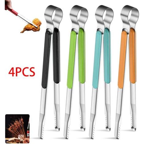Pince à barbecue - Inox - 22.5cm - Antidérapante - Résistante à la chaleur - 4 pièces (1/4)