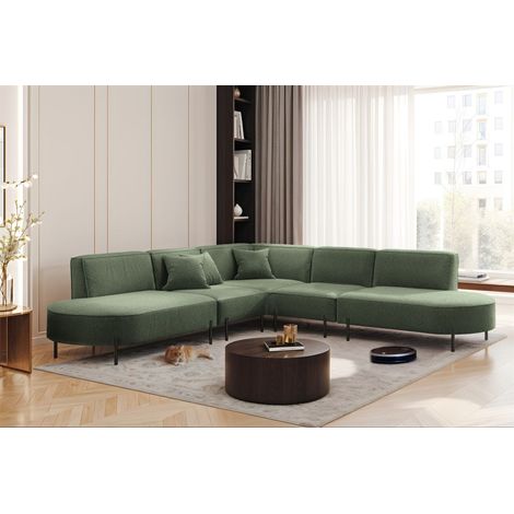 Ecksofa Designersofa VALENCIA Stoff Quelle Grün Universal (1/2)
