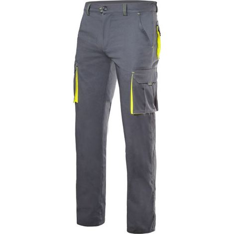 Pantalon Trabajo T58 Elastico Gris/Amarillo Velilla (1/5)