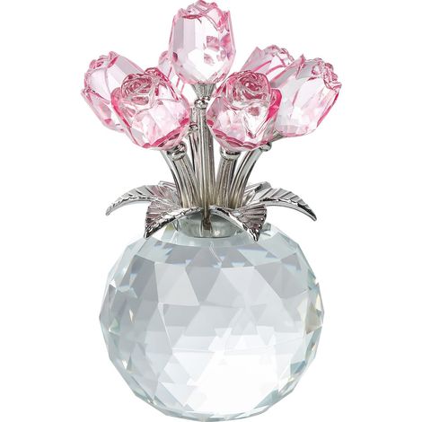 Figurine de rose en cristal avec vase, bouquet de fleurs, cadeau pour femme, petite amie, fleur en cristal faite à la main, décoration de table pour la Saint-Valentin, un anniversaire (1/5)