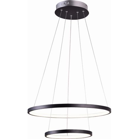 Suspension LED 2 lumières Candellux LUNE Ø50 noire (1/2)
