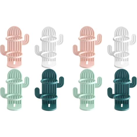 Soporte para cepillos de dientes de pared con forma de cactus y orificio de drenaje grande, juego de 8, PP, diseño práctico y sencillo para el baño. (1/5)